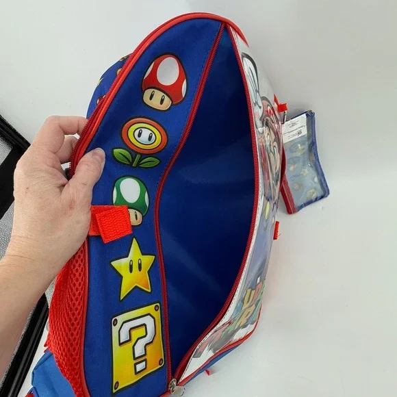NWT Nintendo Super Mario Backpack Lunch Bag Pencil Case Set Character School - Picture 12 of 16
